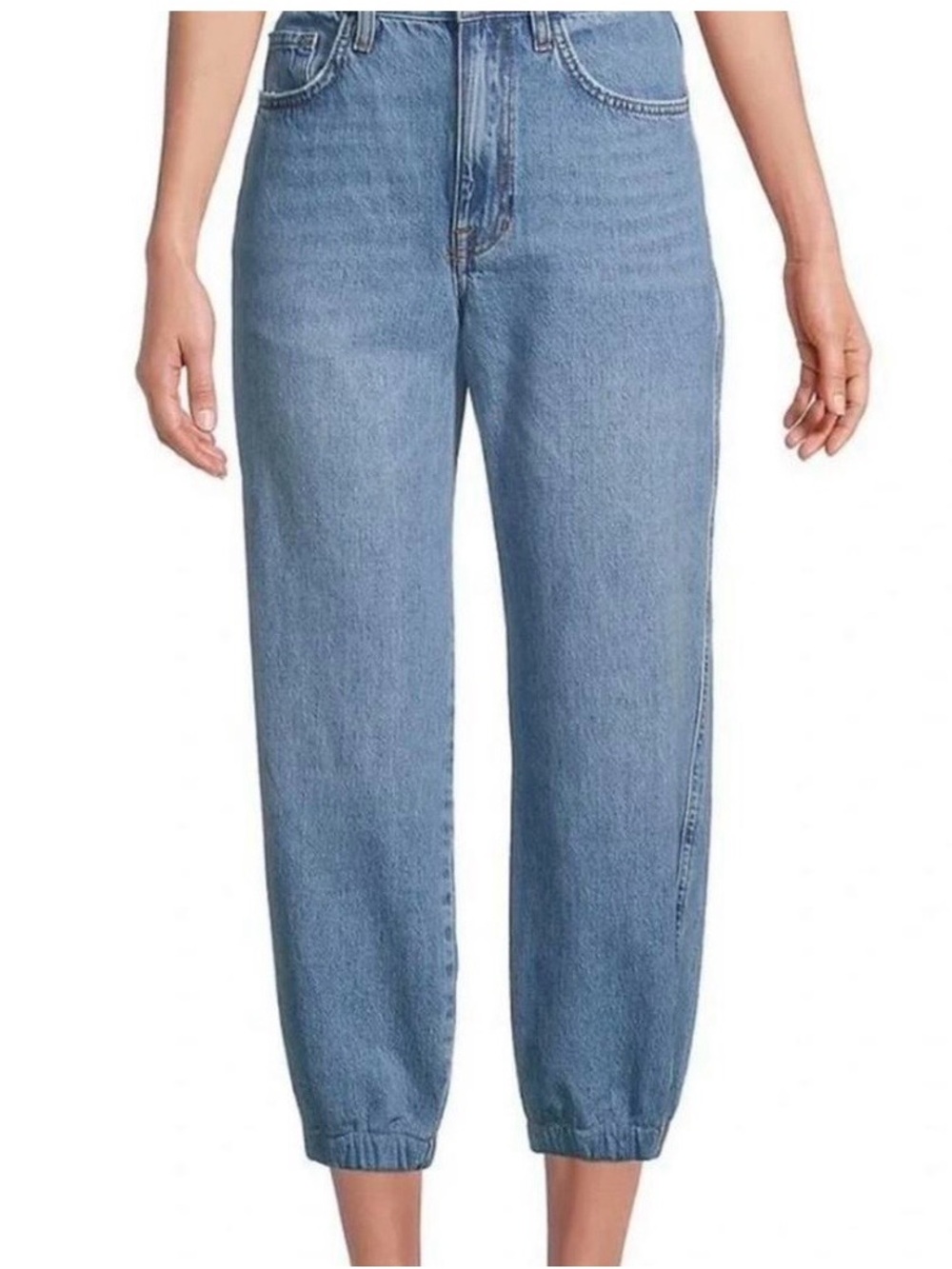 Frame elastic bottom Light Blue Jeans for Women